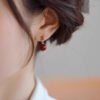 Cinnabar(925 Sterling Silver Posts)