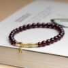 Garnet&14K Copper Plated Gold Bamboo(Wrist Circumference 14-16cm)