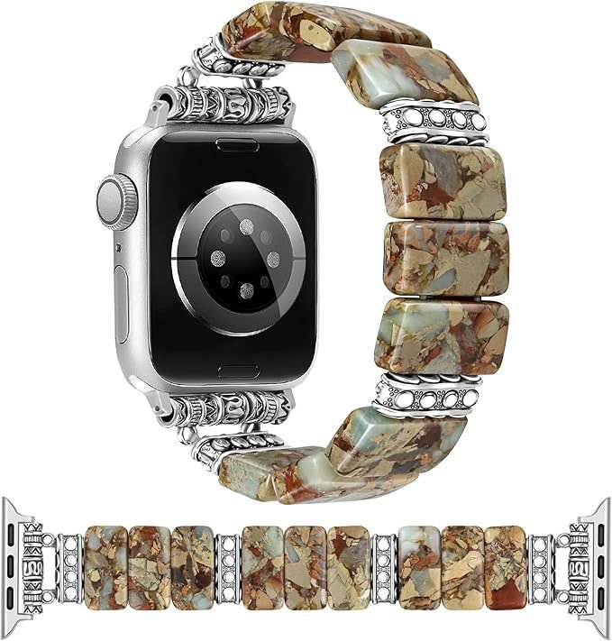 Imperial Stone Elastic Handmade Beaded Strap for Apple Watch (2)