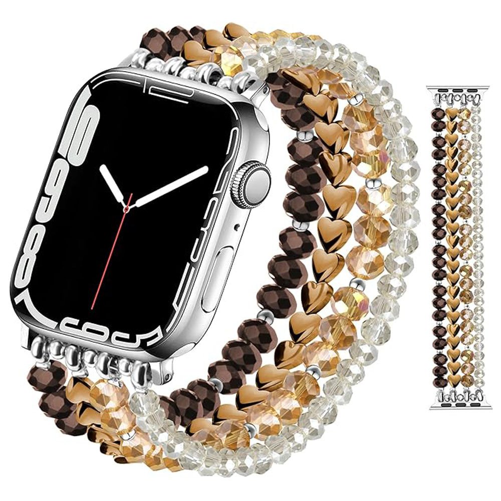 Luxury Crystal Pearl & Black Onyx Stretch Beaded Apple Watch Band (1)