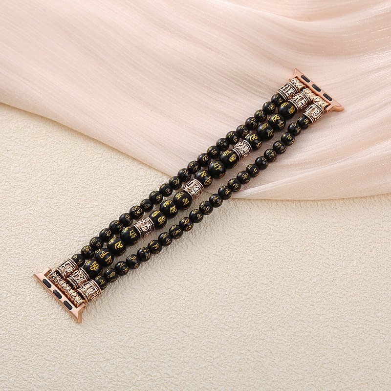 Om Mani Padme Hum Agate Stretch Beaded Apple Watch Band (3)