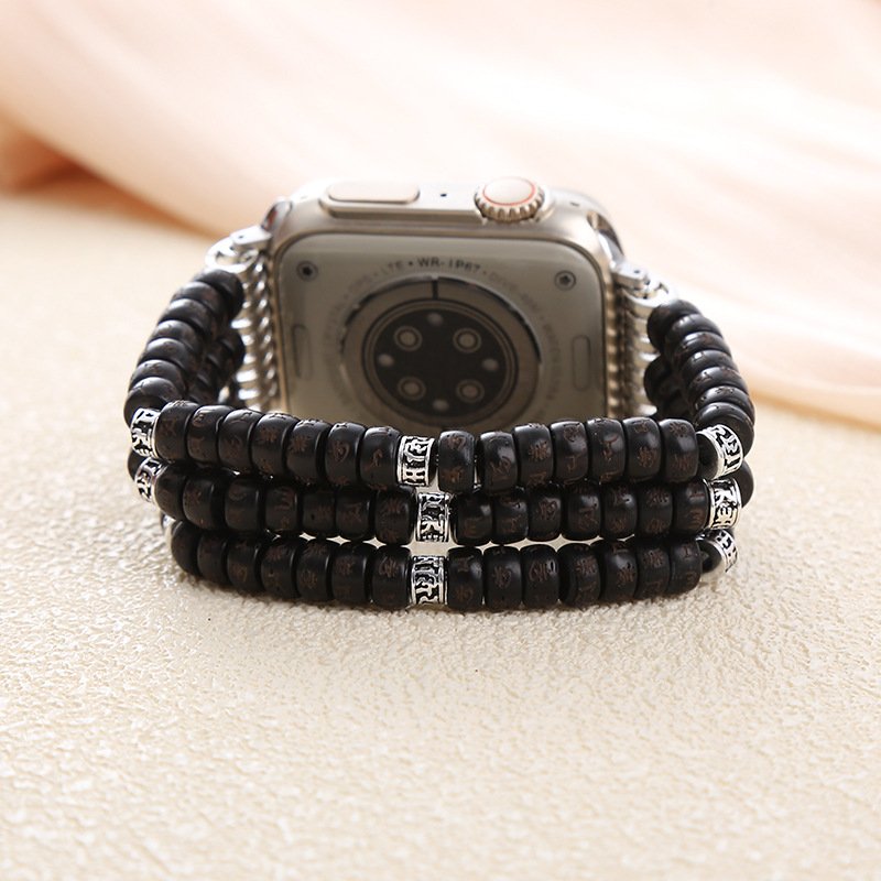 Om Mani Padme Hum Coconut Shell Beaded Apple Watch Band (5)